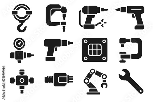 Arm futuristic plate tools bolt module orbital construction icon panel assembly tether