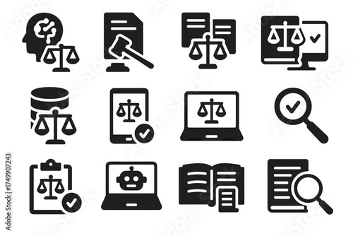 Rule regulation compliance tracker law virtual vector tools icon verification digital lawbook