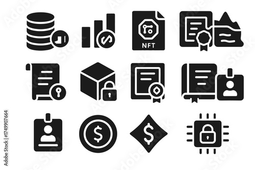 Icons assets deed scroll asset ownership id file vector stacked icon digital