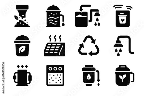 Management waste chute icon compost sensor residue smart vector backwash icons module