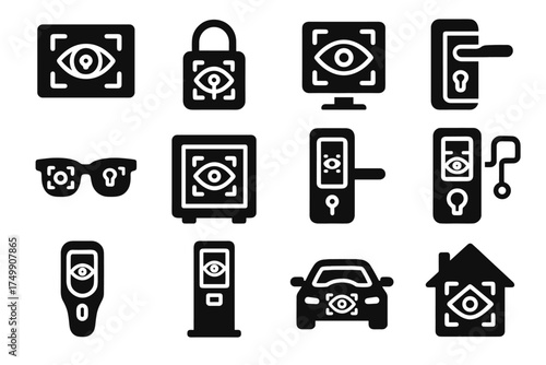 Iris vector ai biometric terminal icons gadget lock eye home icon glasses