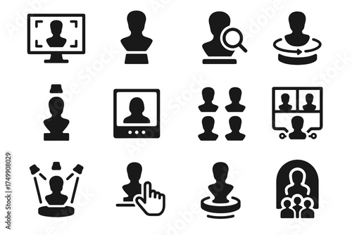 Stand gallery showcase virtual wall shelf viewer icon zoomable statue digital vector