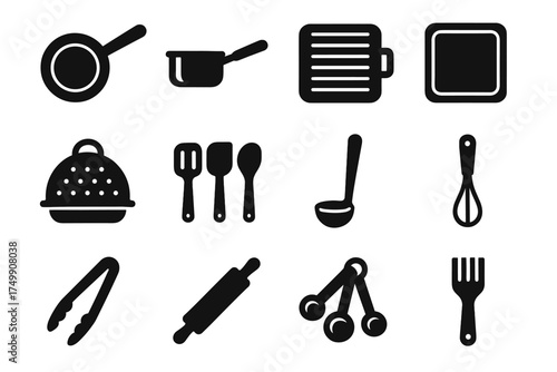 Spatula nano icon tiny small pastry micro mini set vector cooking utensils