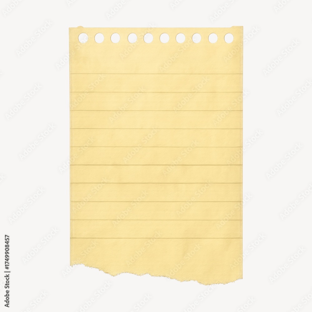 Fototapeta premium Blank torn lined paper sheet