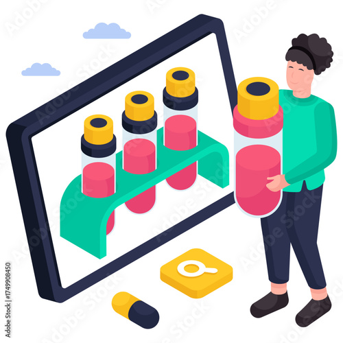 An editable design illustration of sample tubes, lab apparatus