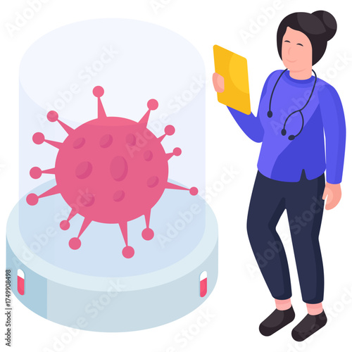 isometric design illustration of coronavirus 