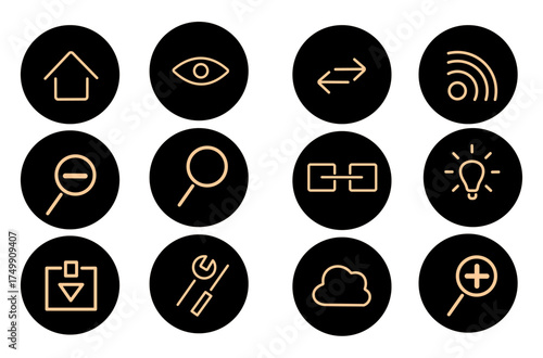 Computer networking vector line icons set. Networking, Computer, Ethernet, TCP/IP, Wi-Fi, Routers, Switch illustration outline concept