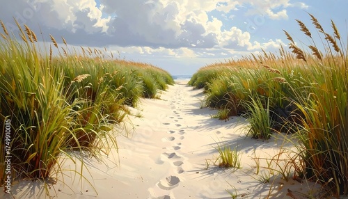 Wallpaper Mural Coastal Sand Path Through Grassy Dunes. Torontodigital.ca