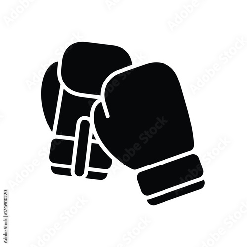 Pair of black boxing gloves icon silhouette on white background