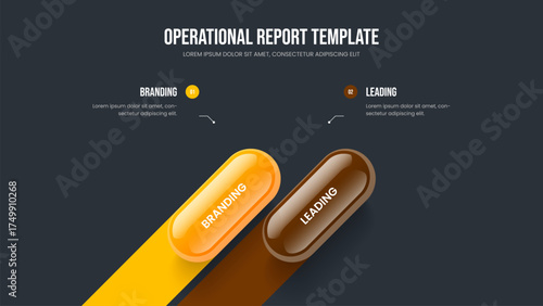 Creative Proposal Two Element Diagram Slideshow Template. Product Solution 2 Option Infographic Presentation Design. Professional Analysis Frame Layout Vector Illustration.