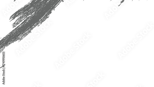 Gray brush strokes and splatters on white background abstract black