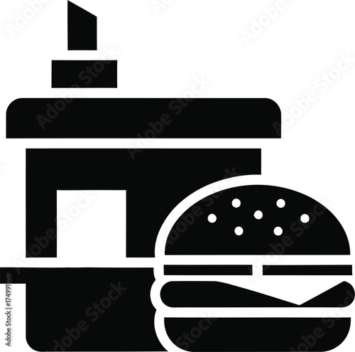 Burger and condiment bottle icon for food service