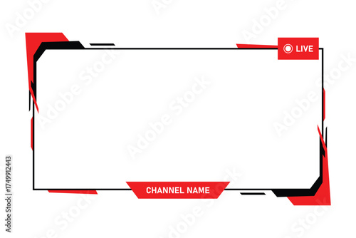 Vector art of red and black streaming overlay for live video content