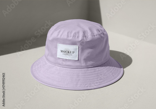 Lavender Bucket Hat Mockup on Minimal Background