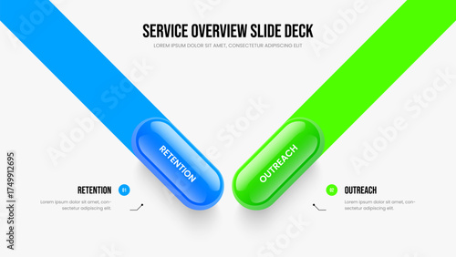 Consulting Profile Two Option Infographic Frame Template. Market Performance 2 Element Diagram Slideshow Layout. Project Visualization Slide Design Vector Illustration.