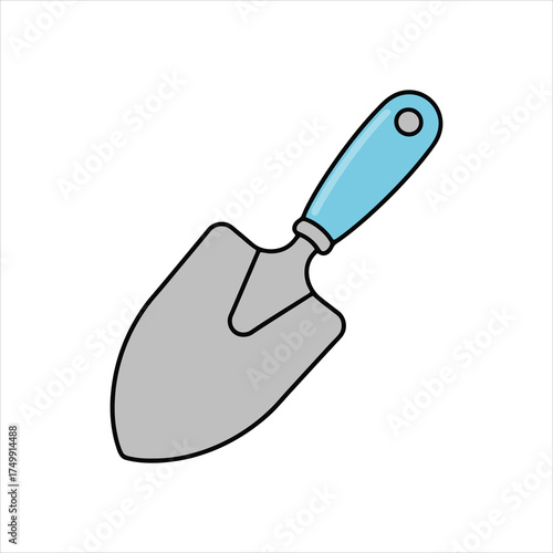 Garden Trowel Tool with Blue Handle Equipment Design Vector Illustration
