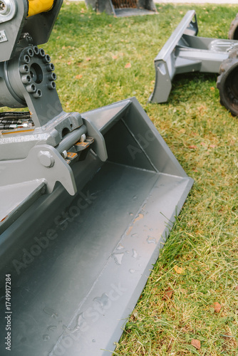 Excavator Bucket and Front Blade Detail on Construction Equipment