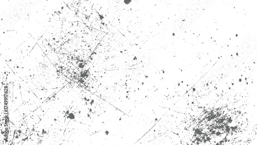 Gray scratches and speckles on white background grunge texture