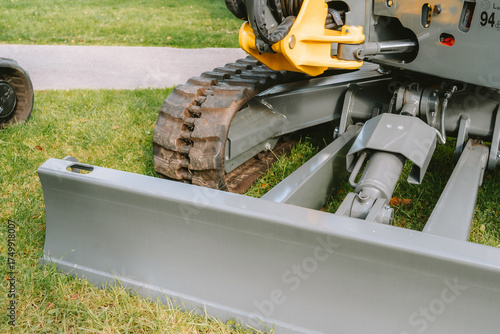 Excavator Bucket and Front Blade Detail on Construction Equipment