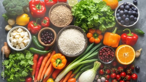 Healthy Eating - A Colorful Variety of Fresh Fruits and Vegetables.