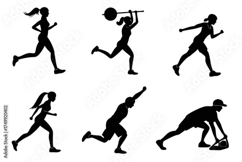 set of Running & Fitness Silhouette Vector Collection 
