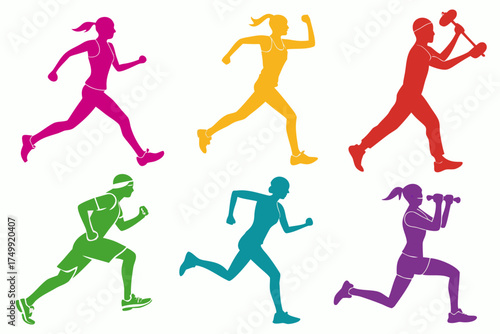 set of Running & Fitness Silhouette Vector Collection 