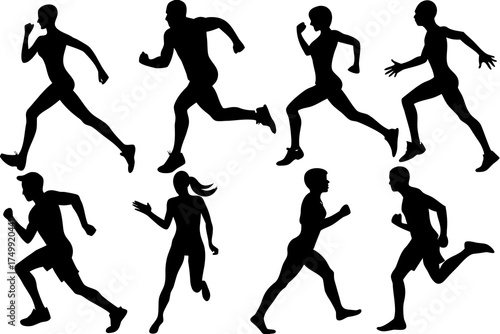 set of Running & Fitness Silhouette Vector Collection 