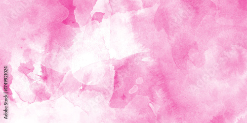 Abstract watercolor background with pink and white clouds, professional watercolor cold Press paper Sheet Painted with light Image, soft pink watercolor clouds on dreamy pastel background.