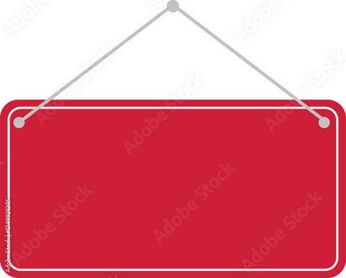 Blank Red Hanging Sign Vector Template for Open Closed Business Announcement

