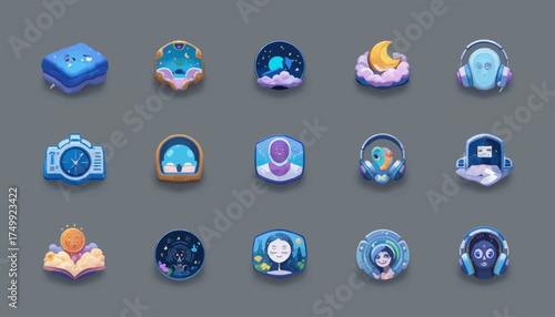 Set of fantasy avatar icons colorful and playful design perfect for game development and user interface elements