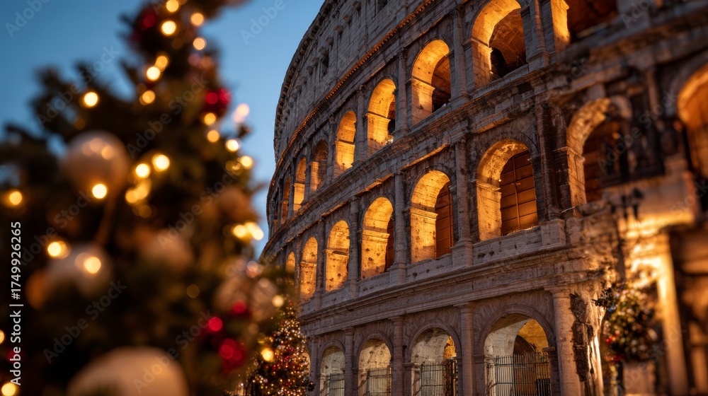 Fototapeta premium Roman Coliseum with Christmas decorations