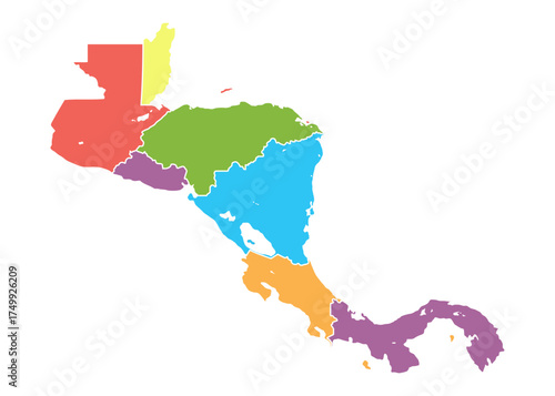 Vibrant Central America Map with Countries Highlighted Vector Illustration Depicting Geographical Diversity Region Travel Destination Tourism