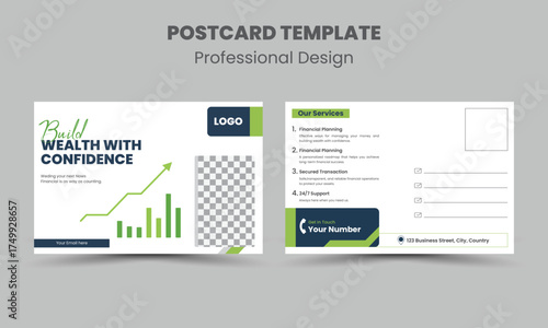 Editable corporate postcard design template. 