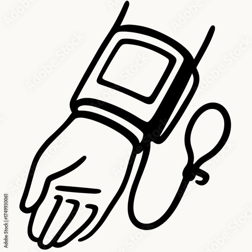 Close-up of wrist blood pressure cuff
