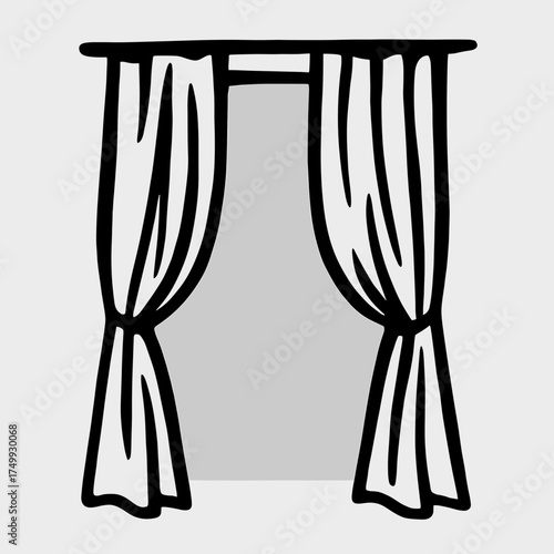 Closed curtains on gray morning