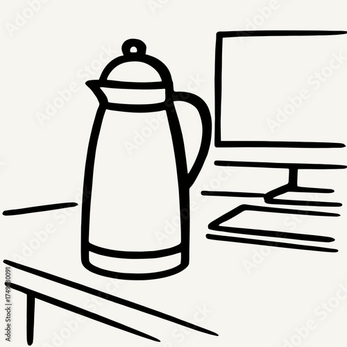 Coffee thermos on office desk