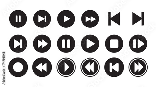Flat media playback icon set
