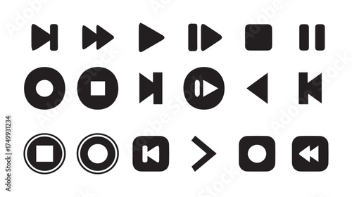 Multimedia interface buttons vector
