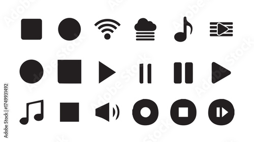 Audio video control button symbols
