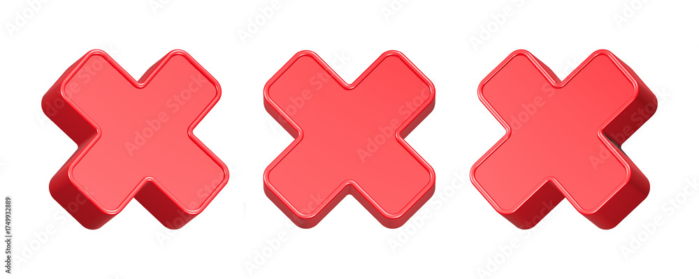 Obraz premium cross red color decline symbol 3d rendering