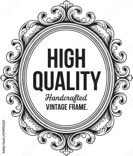 Ornate vintage frame with high quality handcrafted text retro border
