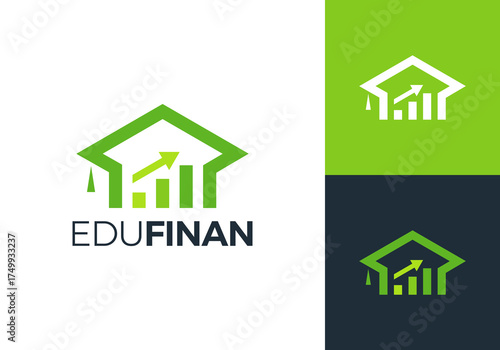 graduate hat and chart logo design. finance education symbol icon vector	

