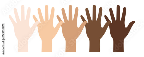 Diverse Hands of Different Skin Tones for Unity and Inclusion Vector 