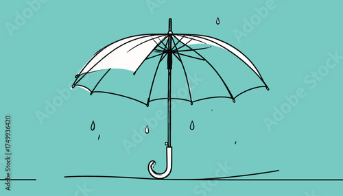 Umbrella in rain with transparent background