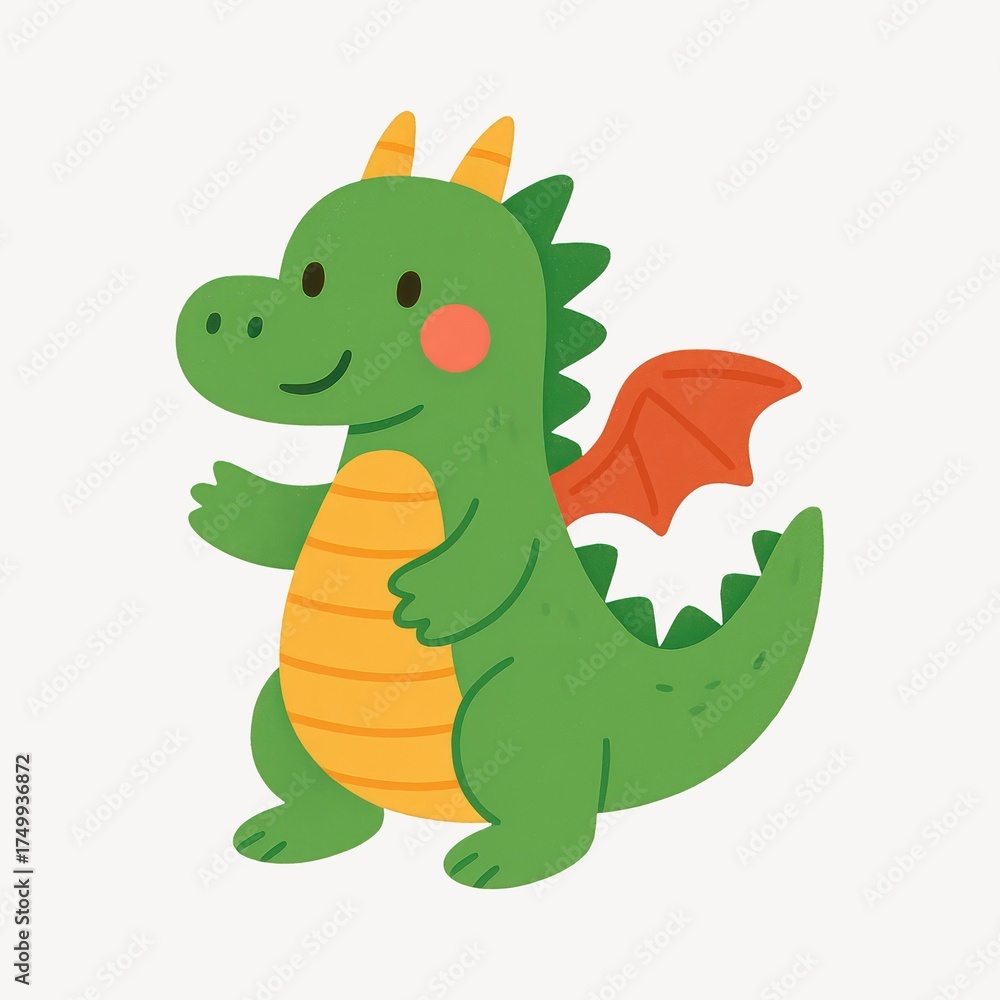 Naklejka premium Cute cartoon dragon illustration.