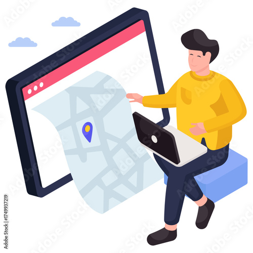 Editable design illustration of location website 