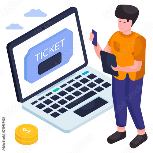 A unique design illustration of online ticket booking 