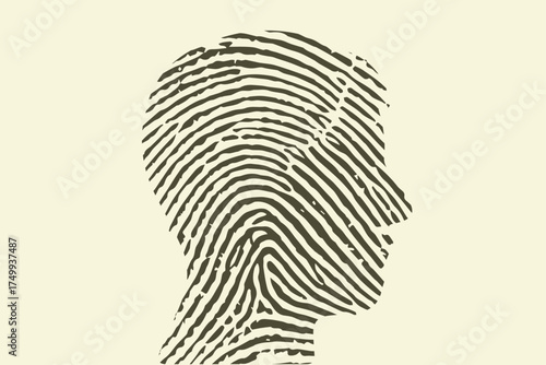 Human face shape person fingerprint illusration