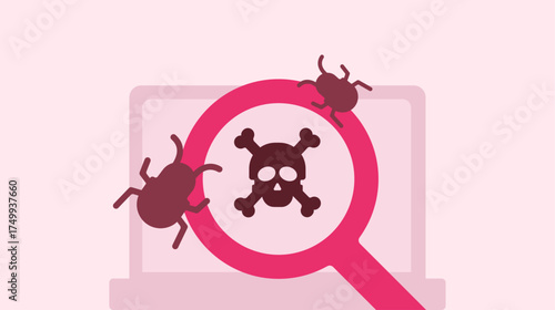 Ransomeware malicious malware cyber security illustration
