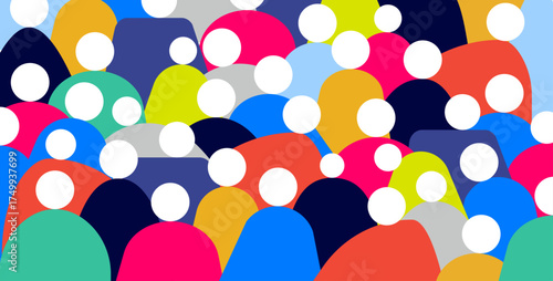 Concept illustration of inclusive and diverse crowd of people standing together
